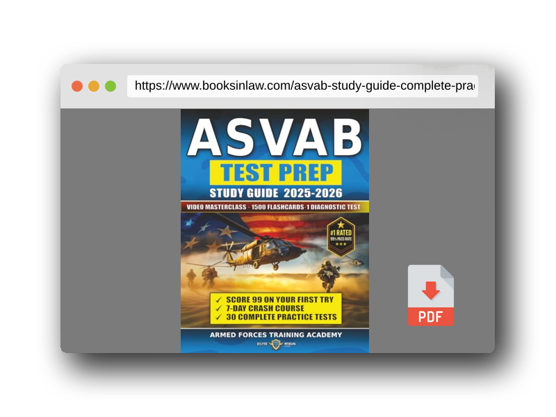 PDF Preview of the book ASVAB Study Guide: 30 Complete Practice Tests and 1500 Digital Flashcards + Proven 7-Day Crash Course for ASVAB Mastery and Military Career Success (The Official Armed Forces Prep Series)