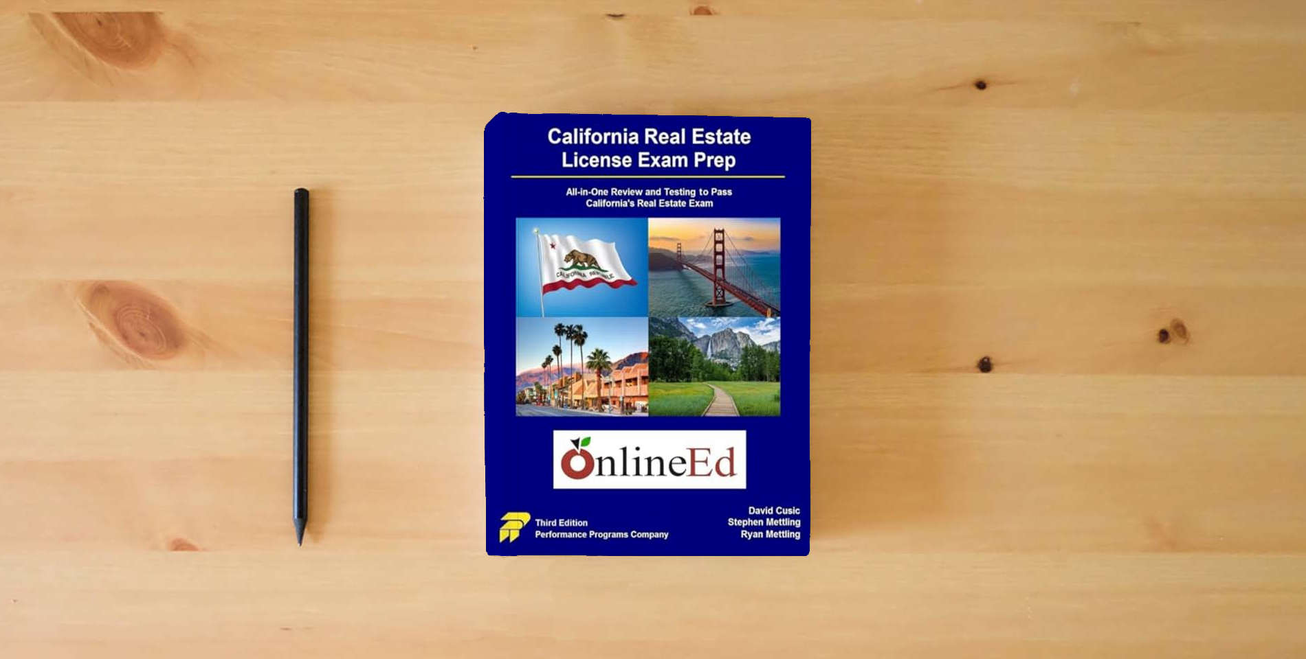 The book California Real Estate License Exam Prep: OnlineEd Edition is on the table