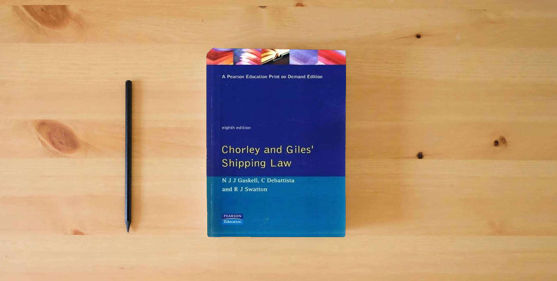 The book Chorley and Giles' shipping law is on the table
