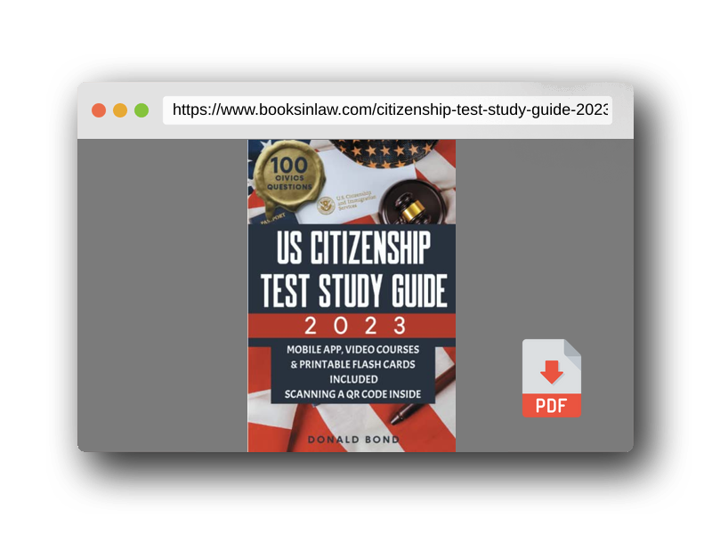 PDF Preview of the book US Citizenship Test Study Guide 2023: Achieve Your American Dream Confidently with the Latest Naturalization Prep and Practice Book | Master All 100 ... Tests and Detailed Answers [II EDITION]