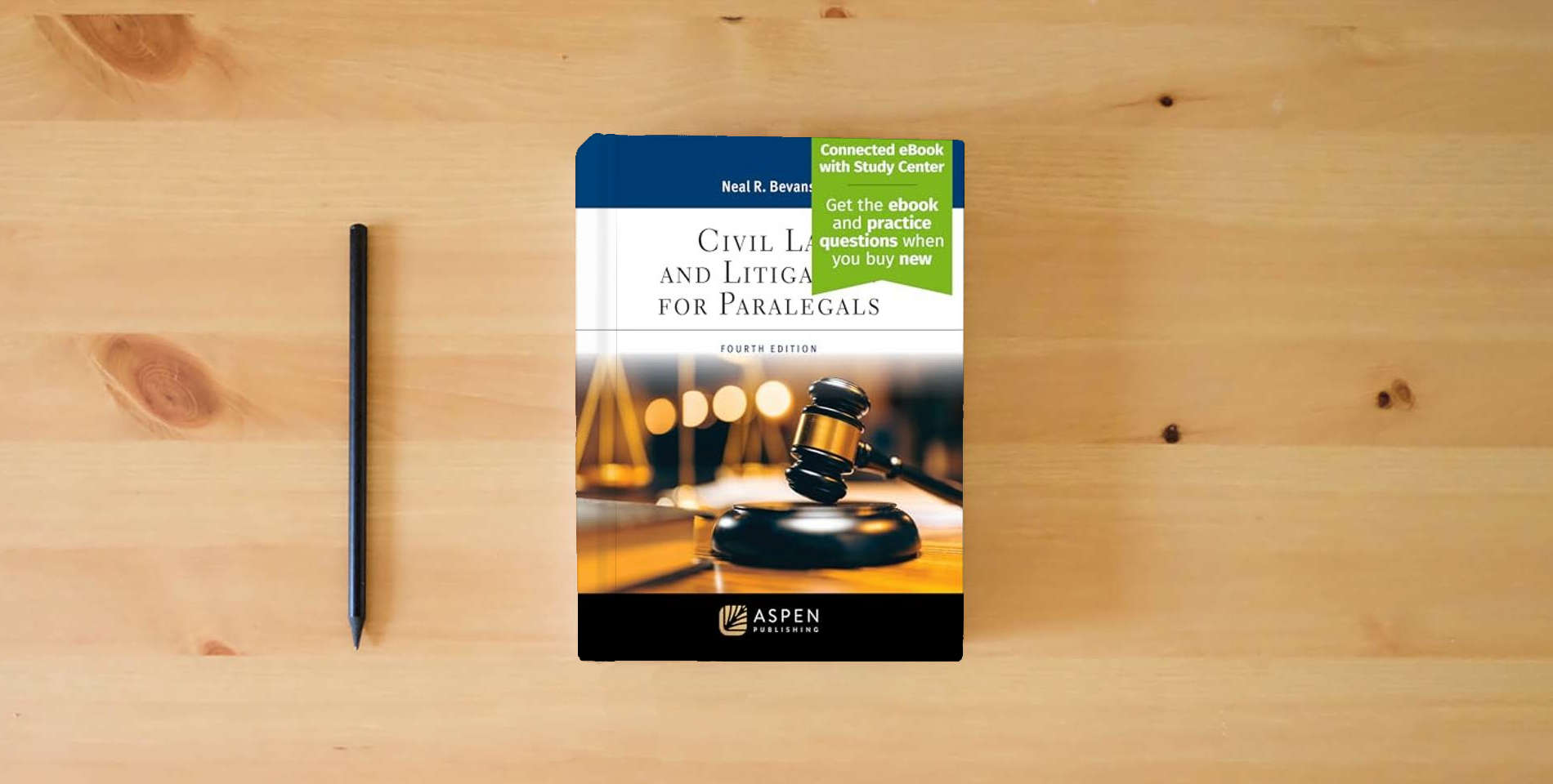 The book Civil Law and Litigation for Paralegals: [Connected eBook with Study Center] (Aspen Paralegal Series) is on the table