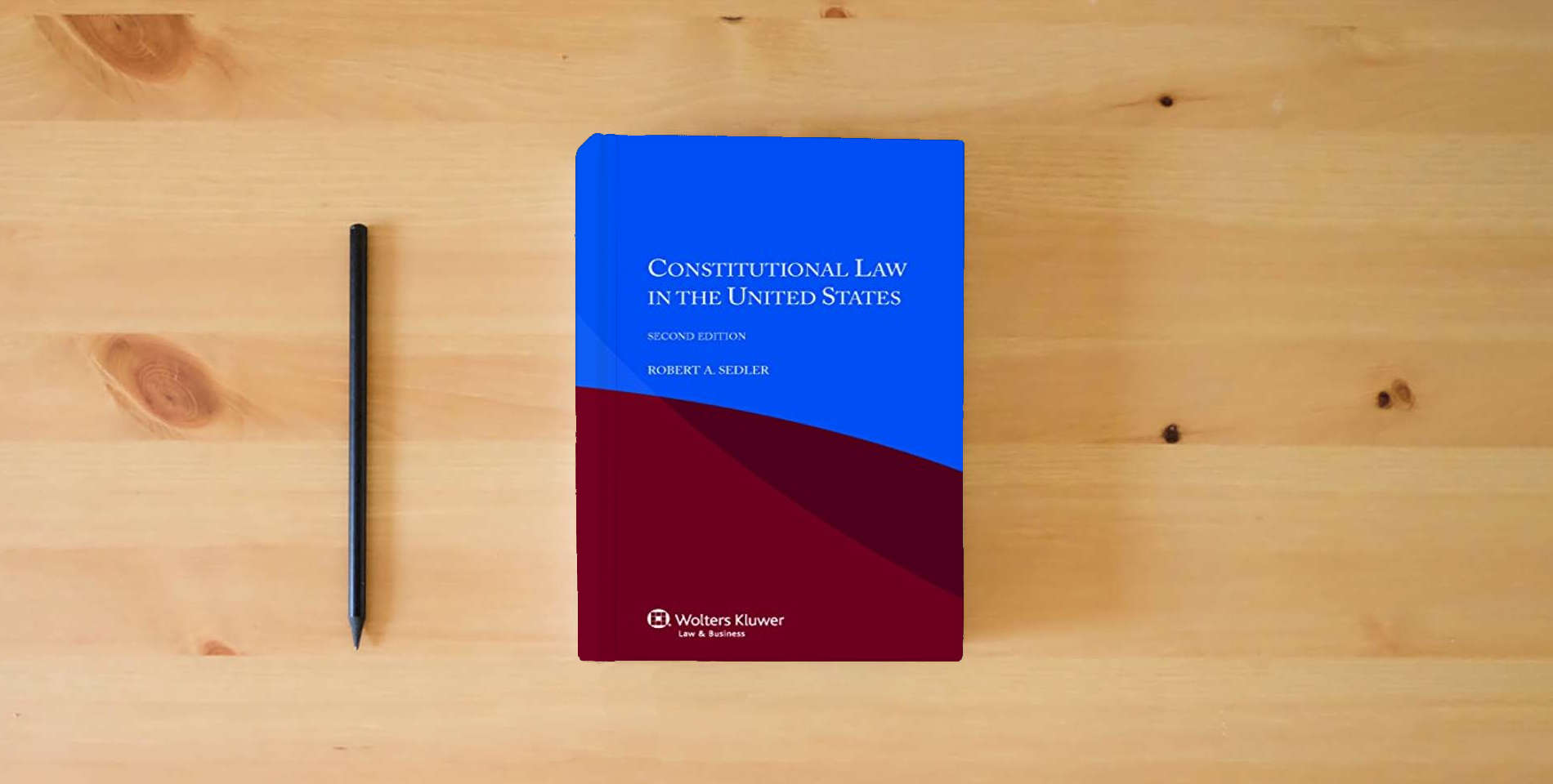 The book Constitutional Law in the United States is on the table