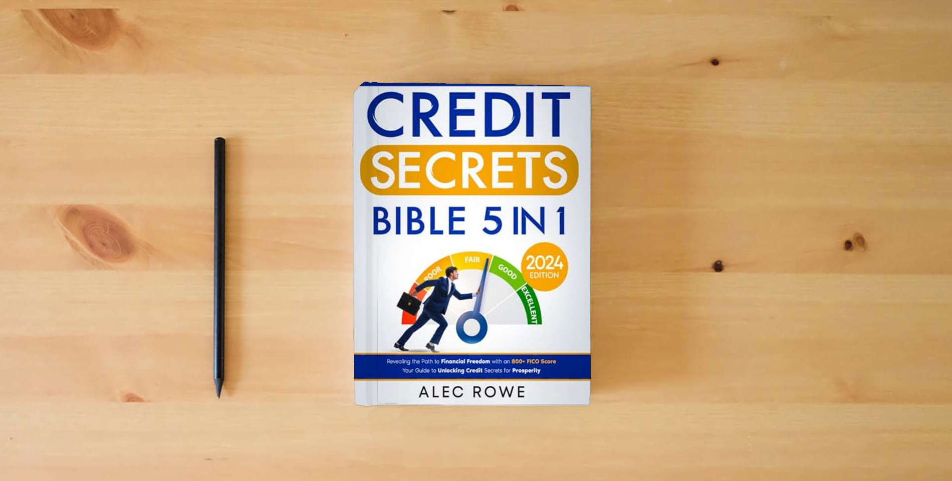 The book Credit Secrets Bible: [5 in 1] Revealing the Path to Financial Freedom with an 800+ FICO Score | Your Guide to Unlocking Credit Secrets for Prosperity is on the table