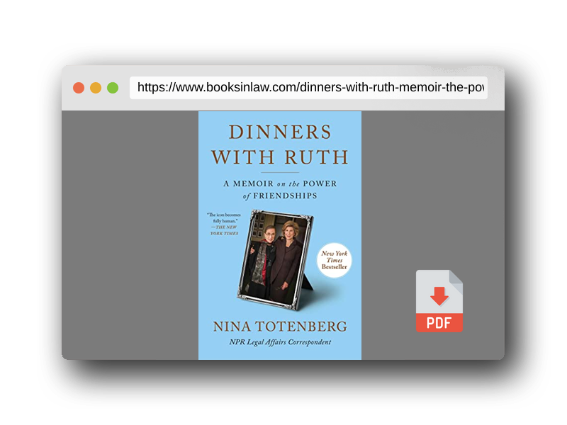 PDF Preview of the book Dinners with Ruth: A Memoir on the Power of Friendships