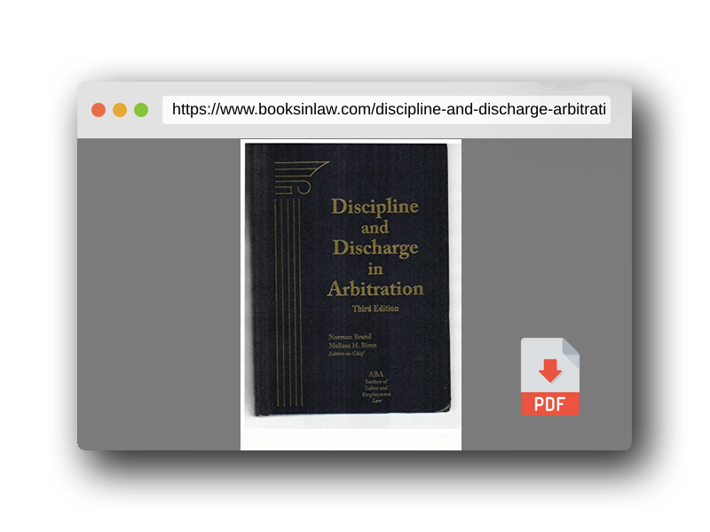 PDF Preview of the book Discipline and Discharge in Arbitration