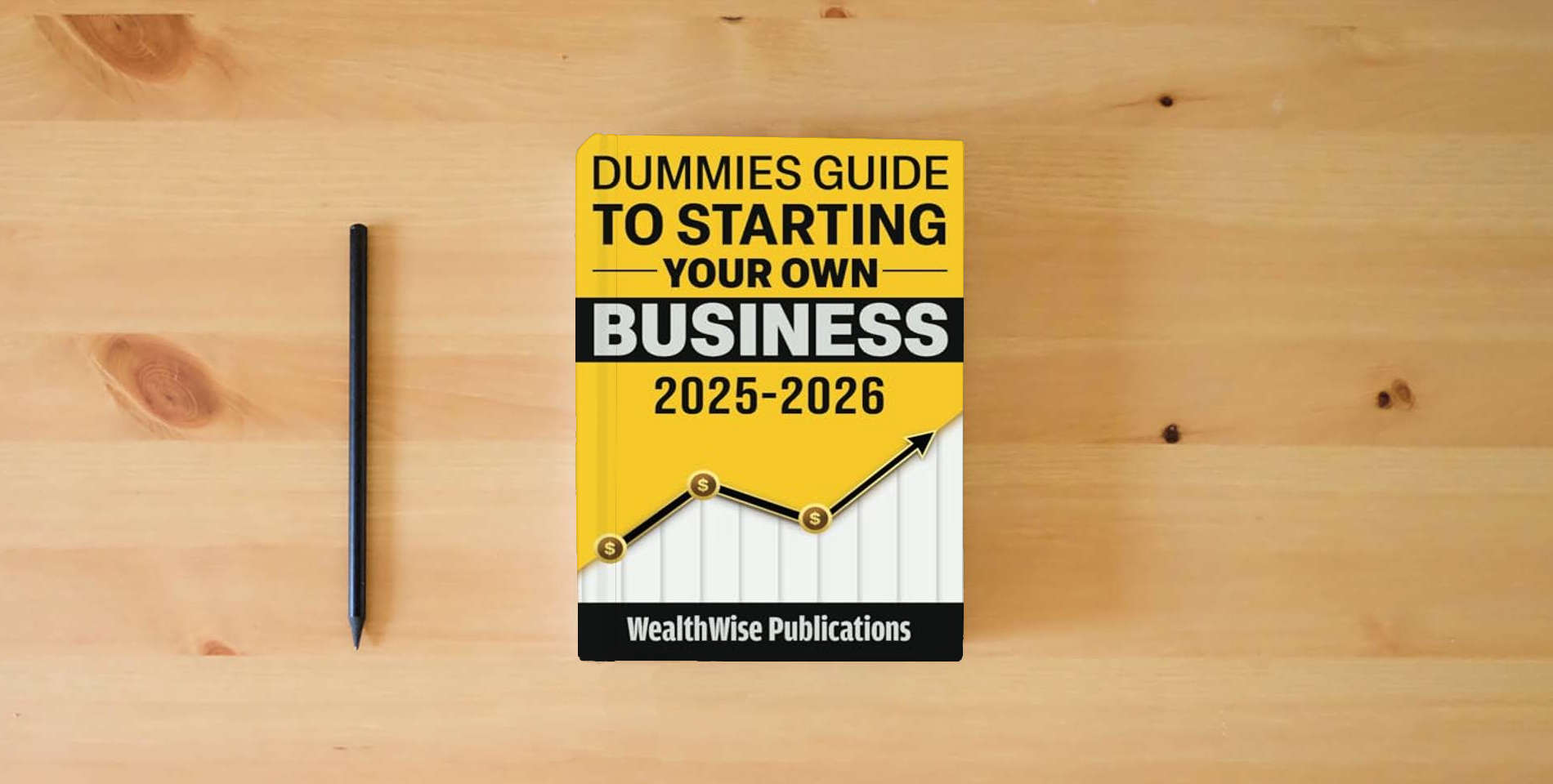 The book Dummies Guide to Starting Your Own Business: Your Definitive Guide to Launching a Successful Business Quickly and Efficiently — Gain an Edge is on the table