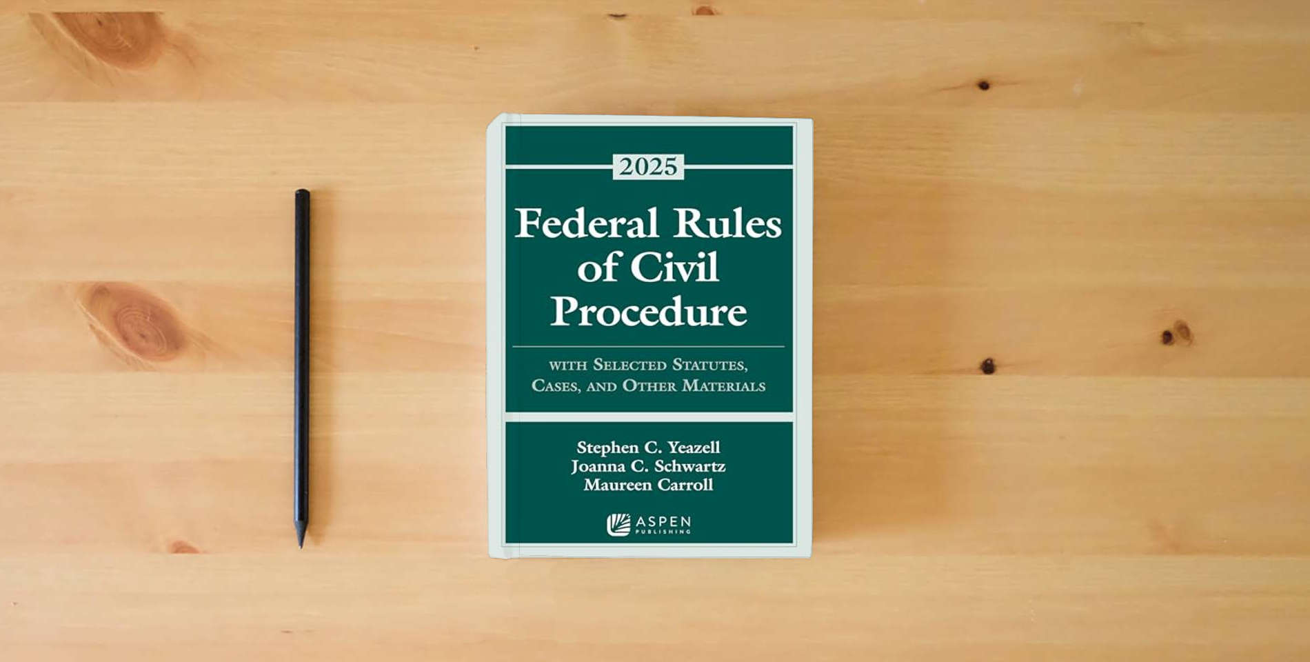 The book Federal Rules of Civil Procedure: With Selected Statutes, Cases, and Other Materials, 2025 (Supplements) is on the table