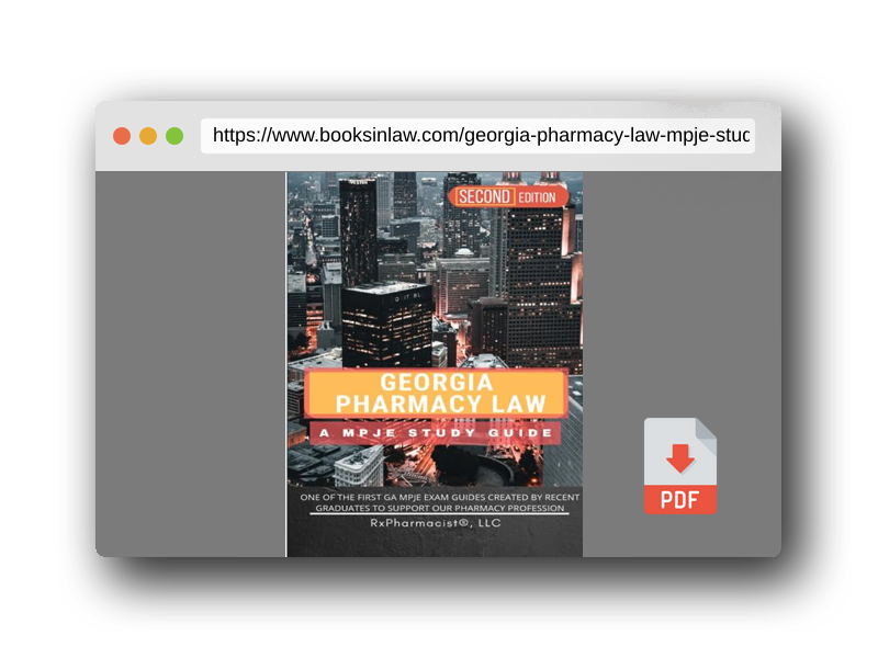 PDF Preview of the book Georgia Pharmacy Law: A MPJE®Study Guide