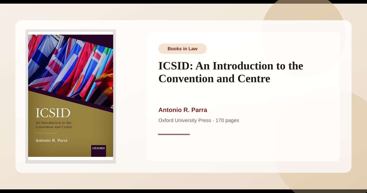 Book ICSID: An Introduction to the Convention and Centre → Download and ...