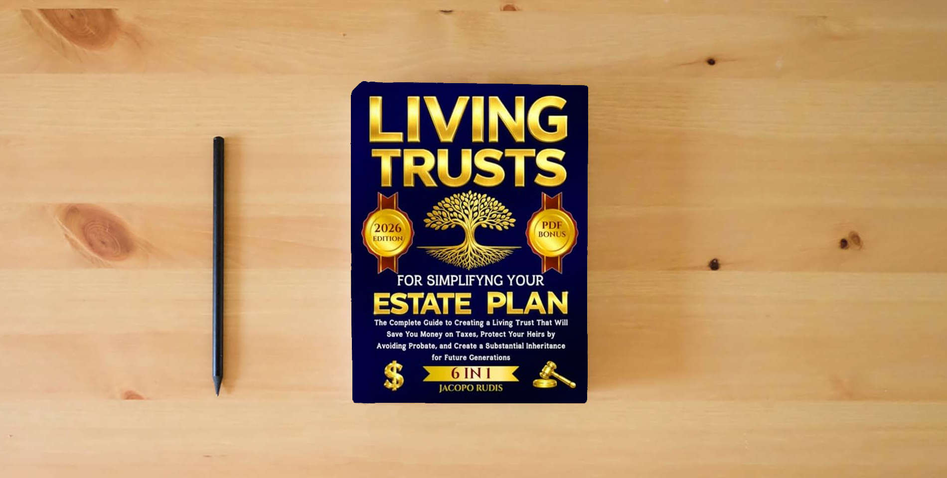 The book Living Trusts for Simplifying Your Estate Plan: The Complete Guide to Creating a Living Trust That Will Save You Money on Taxes, Protect Your Heirs by ... Inheritance for Future Generations is on the table