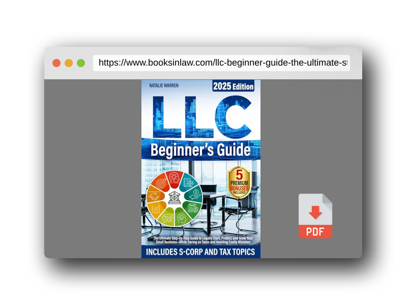 PDF Preview of the book LLC Beginner's Guide: The Ultimate Step-by-Step Guide to Legally Start, Protect, and Grow Your Small Business—While Saving on Taxes and Avoiding Costly Mistakes