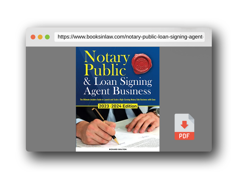 PDF Preview of the book Notary Public & Loan Signing Agent Business: The Ultimate Insiders Guide to Launch and Scale a High-Earning Notary Side Business with Ease