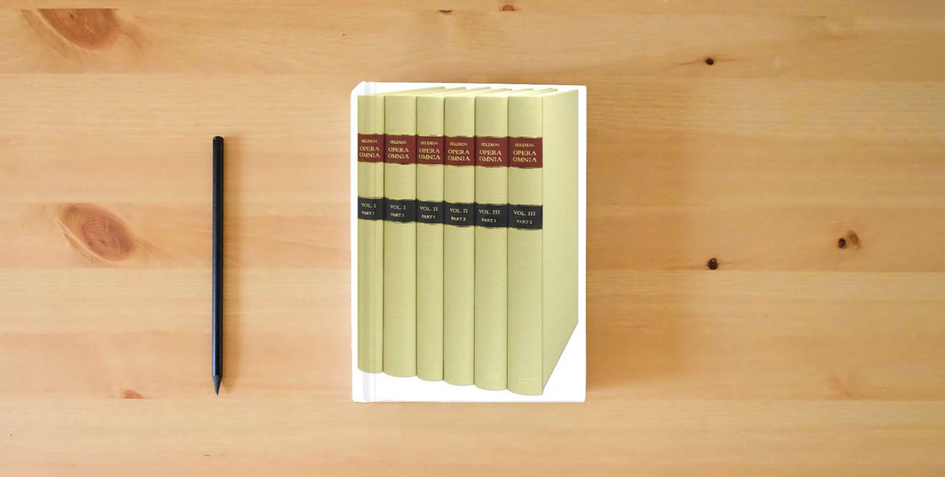 The book Opera Omnia...The Complete Works of John Selden...3 Volumes in 6 Books with searchable DVD for the entire set. (Latin and English Edition) is on the table