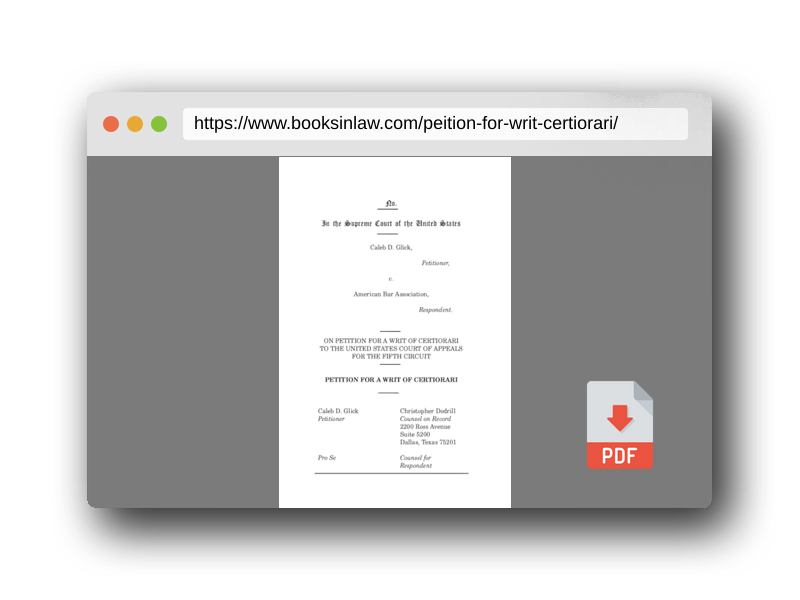 PDF Preview of the book Peition for a Writ of Certiorari
