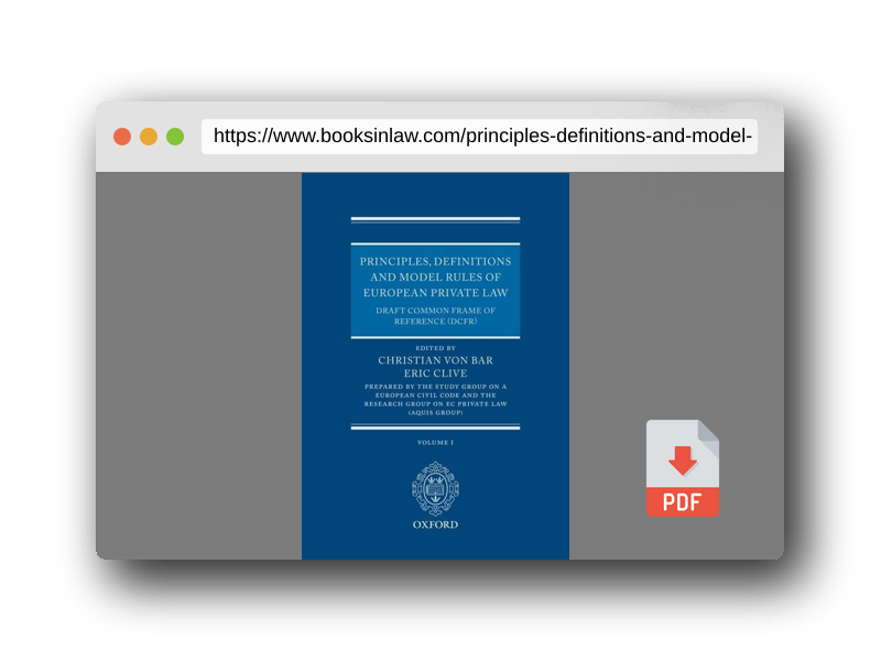 PDF Preview of the book Principles, Definitions and Model Rules of European Private Law: Draft Common Frame of Reference (DCFR)