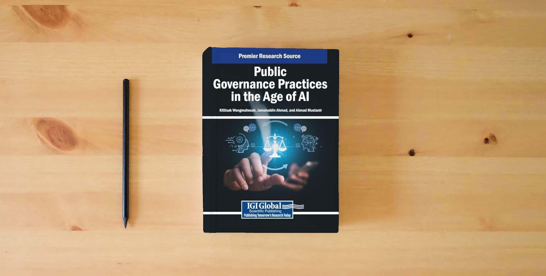 The book Public Governance Practices in the Age of AI is on the table