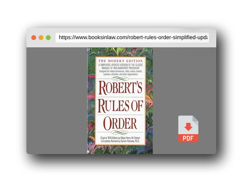 PDF Preview of the book Robert's Rules of Order: A Simplified, Updated Version of the Classic Manual of Parliamentary Procedure