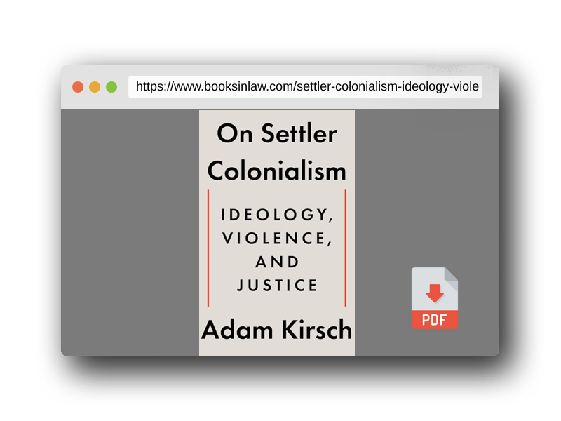 PDF Preview of the book On Settler Colonialism: Ideology, Violence, and Justice