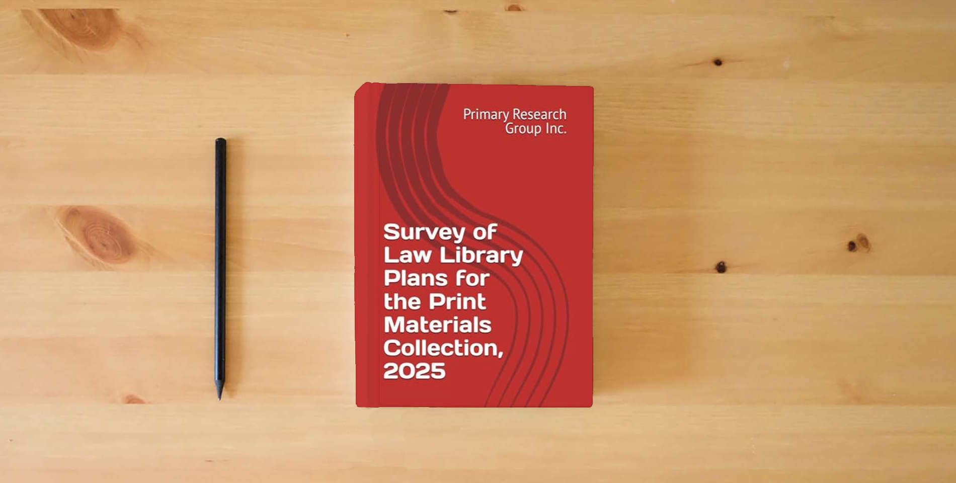 The book Survey of Law Library Plans for the Print Materials Collection 2025 is on the table