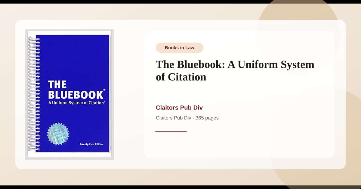 Book The Bluebook: A Uniform System of Citation → Download and Print ...