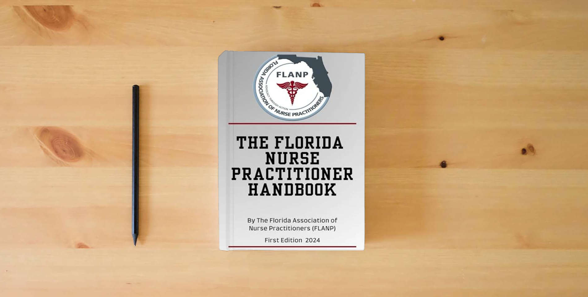 The book The Florida Nurse Practitioner Handbook is on the table