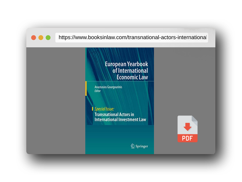 PDF Preview of the book Transnational Actors in International Investment Law (European Yearbook of International Economic Law)
