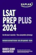 Book Cover: LSAT Prep Plus 2024: Strategies for Every Section + Real LSAT Questions + Online (Kaplan Test Prep)