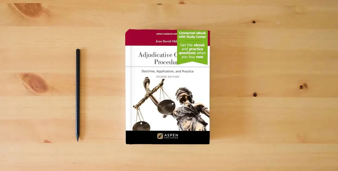 The book Adjudicative Criminal Procedure: Doctrine, Application, and Practice [Connected eBook with Study Center] (Aspen Casebook)} is on the table