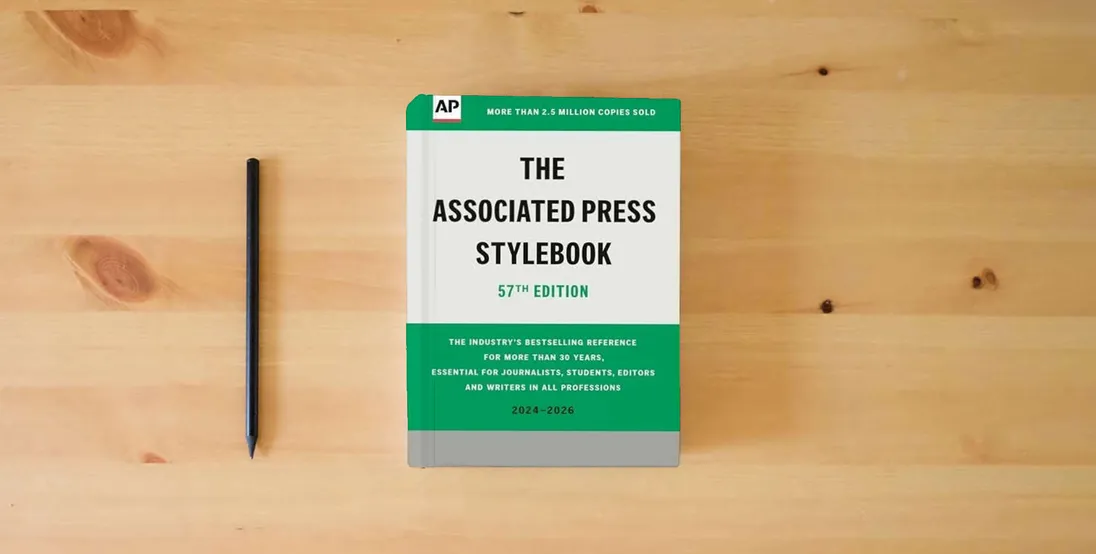 The book The Associated Press Stylebook: 2024-2026} is on the table