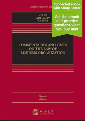 Book Cover: Commentaries and Cases on the Law of Business Organization: [Connected Ebook With Study Center] (Aspen Casebook)