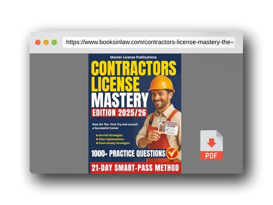 PDF Preview of the book Contractors License Mastery: The 21-Day SMART-PASS Method with 1000+ Practice Questions, Clear Explanations and No-Fail Strategies to Help You Pass on the First Try and Launch a Successful Career