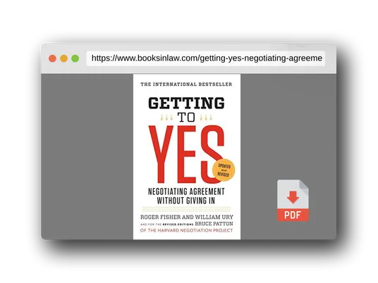 PDF Preview of the book Getting to Yes: Negotiating Agreement Without Giving In